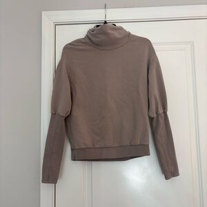 Cuyana Taupe Turtleneck Sweatshirt